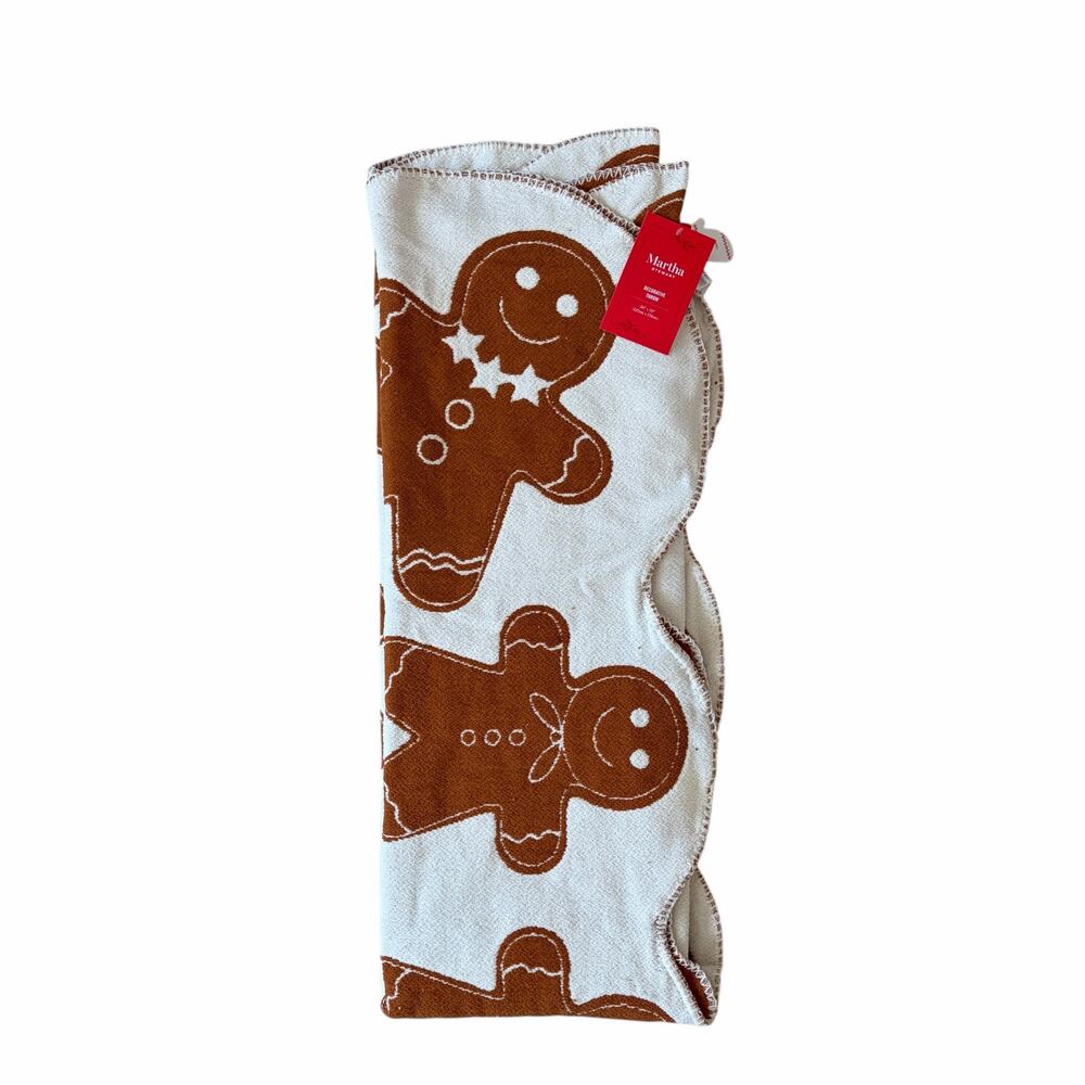 Martha Stewart Gingerbread Man Throw 50x70 Christmas  Holiday Blanket NEW